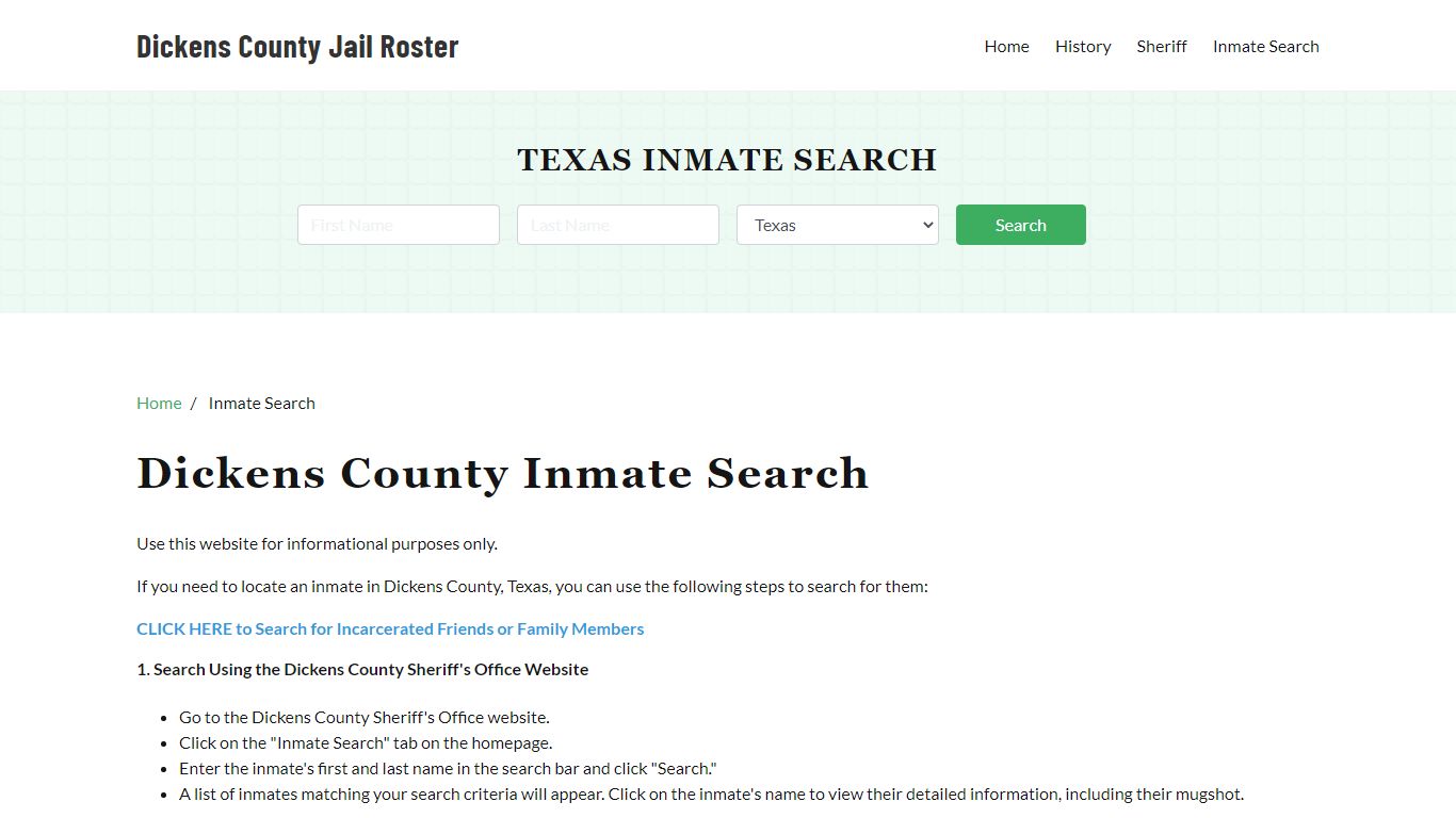 Dickens County, TX Detainee Lookup