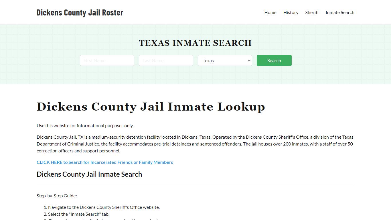 Dickens County Jail Roster Lookup, TX, Inmate Search