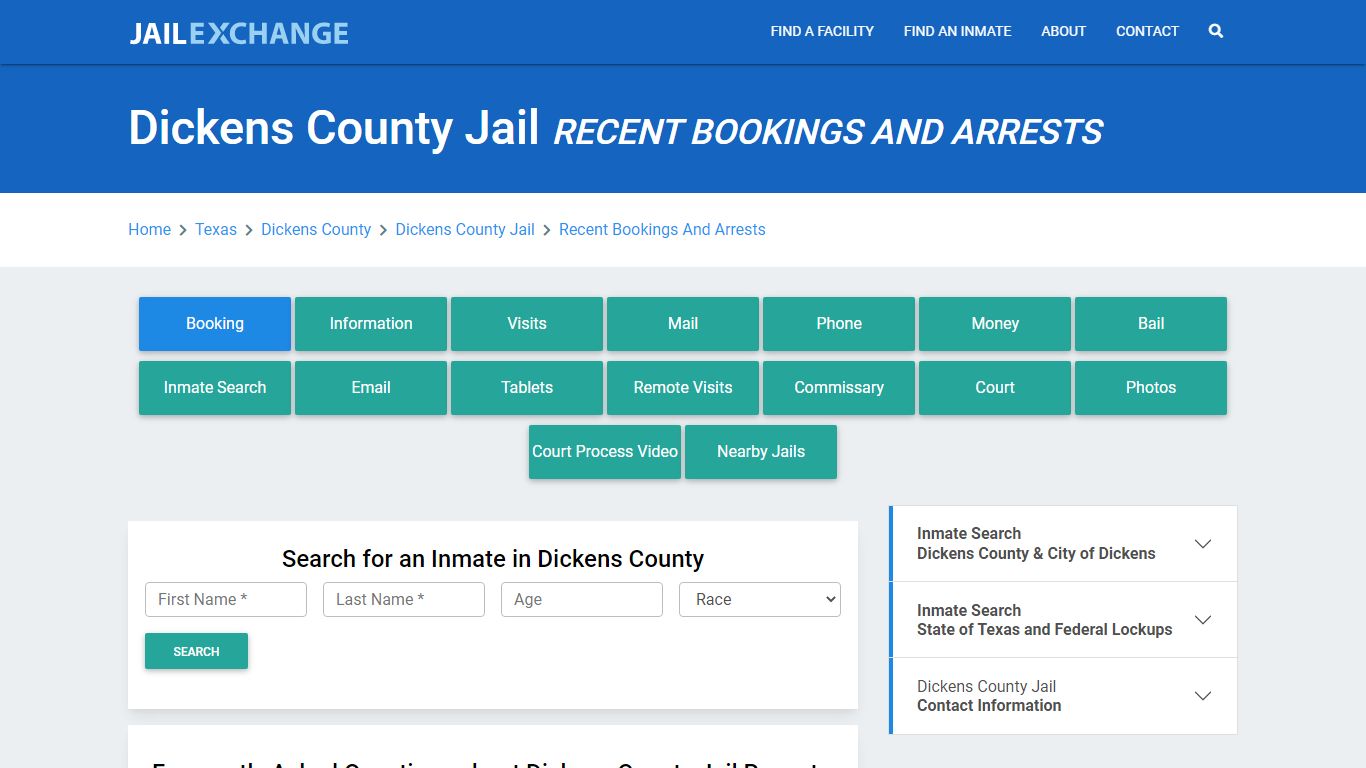 Dickens County Jail Recent Bookings And Arrests - Jail Exchange