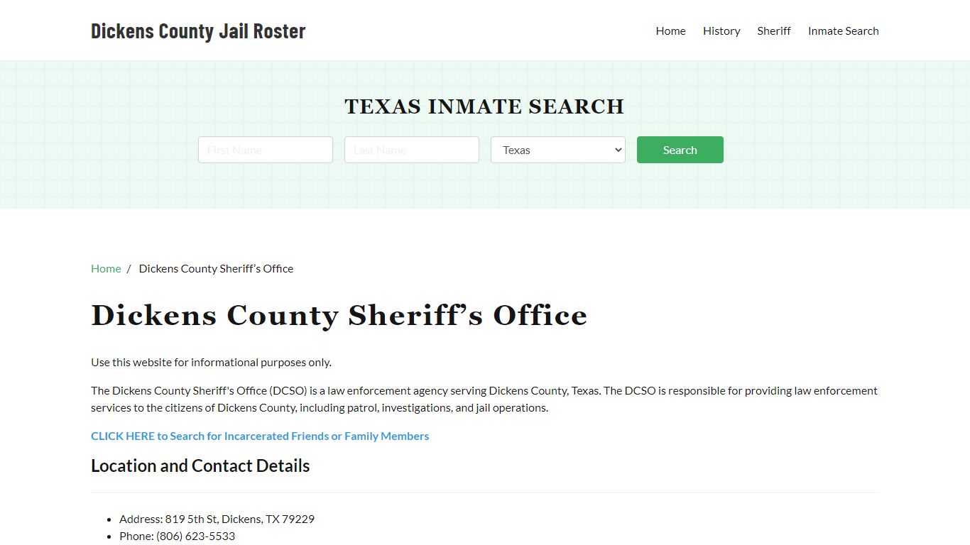 Dickens County Sheriff Office, TX, Arrest Warrants Search